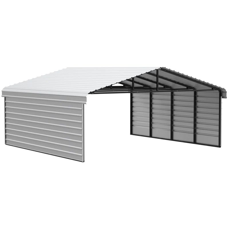 20' x 20' Eggshell Steel Carport Kit with Enclosure