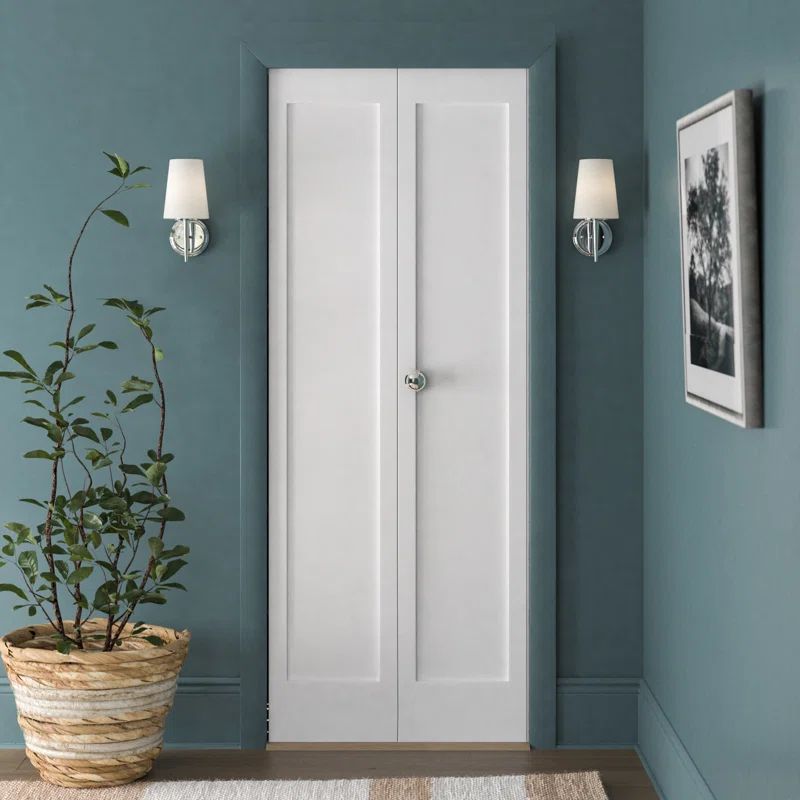 Primed White Solid Wood 30" x 79" Bi-Fold Door