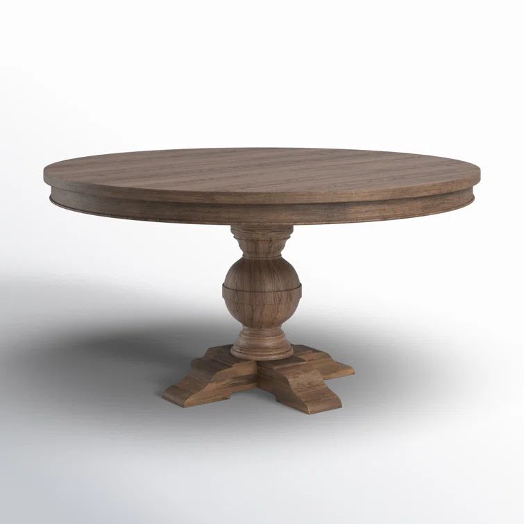 Weathered Teak Round Reclaimed Wood Pedestal Dining Table