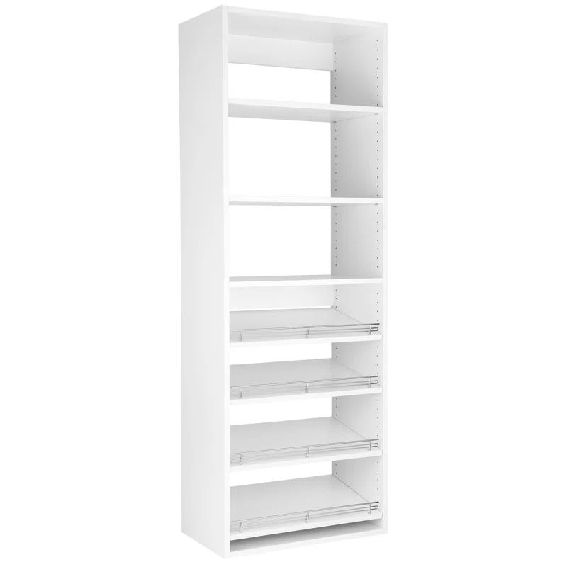 White Laminate 8-Tiered Shoe Shelf Closet Organizer Unit