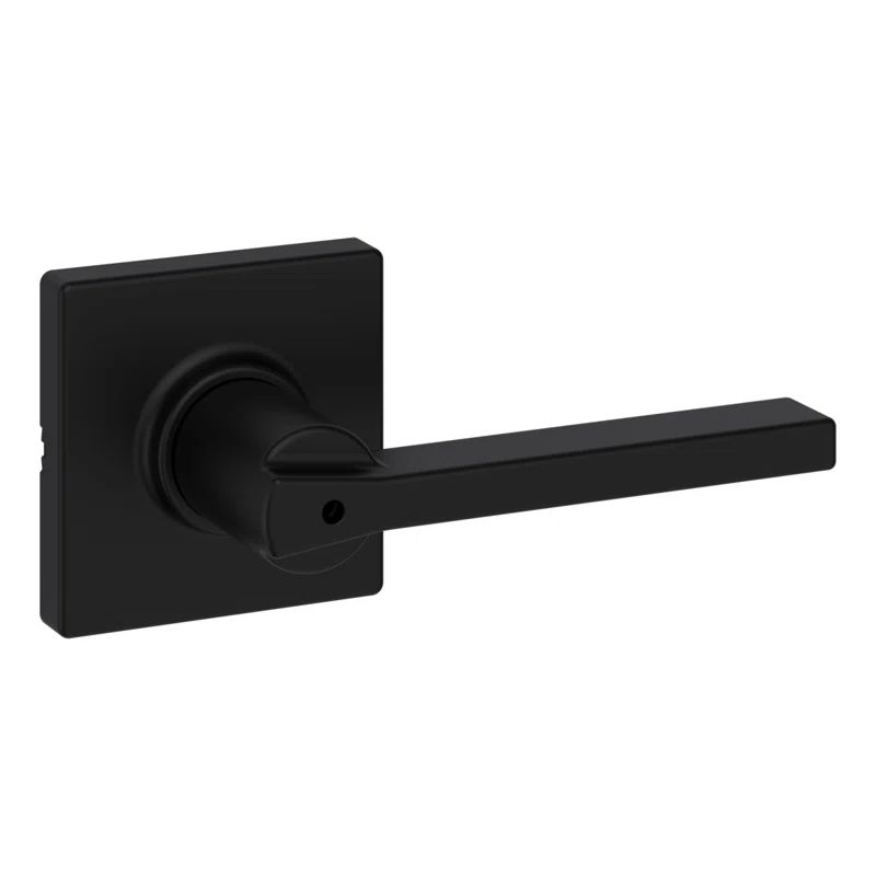 Matte Black Metal Privacy Lever with Square Rose