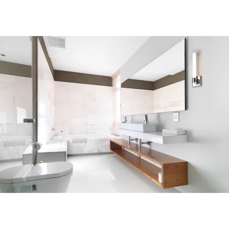 Rona 14" Chrome LED Wall Sconce with Dimmable White Opal Glass