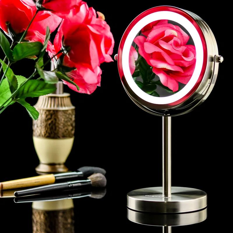 Elegant 6" Nickel Brushed Cordless Vanity Mirror with LED Light