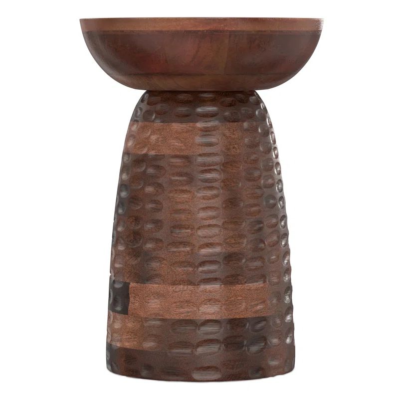 Boyd Warm Dark Brown Solid Wood Round Accent Table