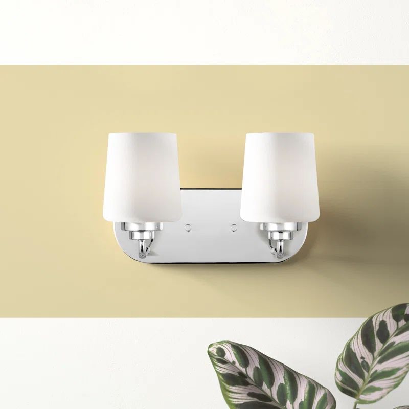 Elegance Chrome 2-Light Vanity with Etched White Glass Shade
