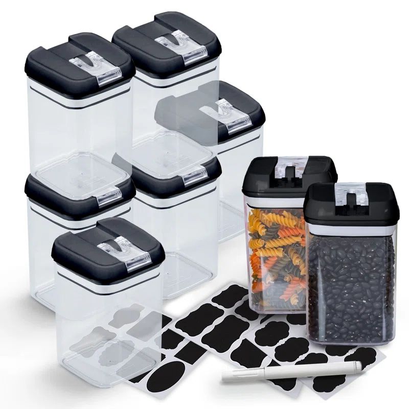 Black BPA-Free Plastic Airtight Food Storage Container Set
