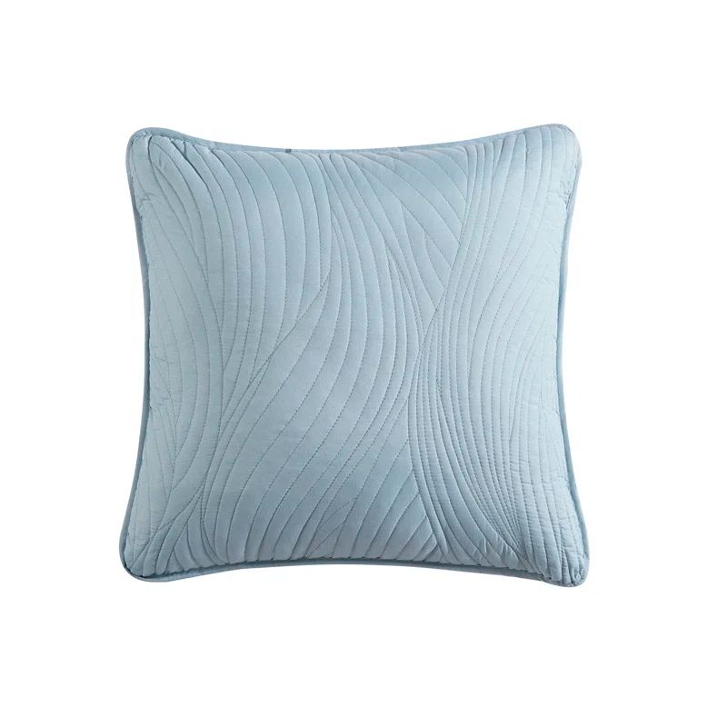 Seafoam Embroidered Square Polyester Throw Pillow
