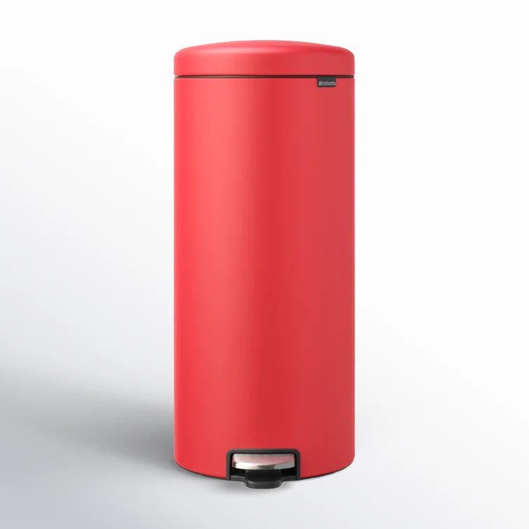 8 Gallon Red Powder Coated Step-On Trash Can