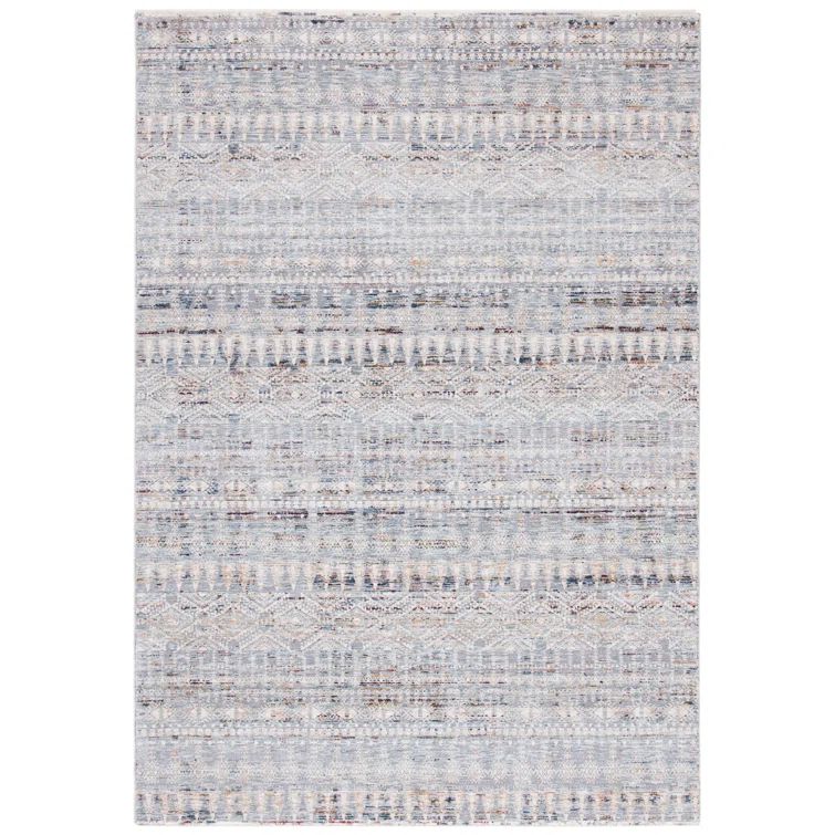 Hand-Knotted Gray and Blue Synthetic Area Rug, 7'9" x 10'