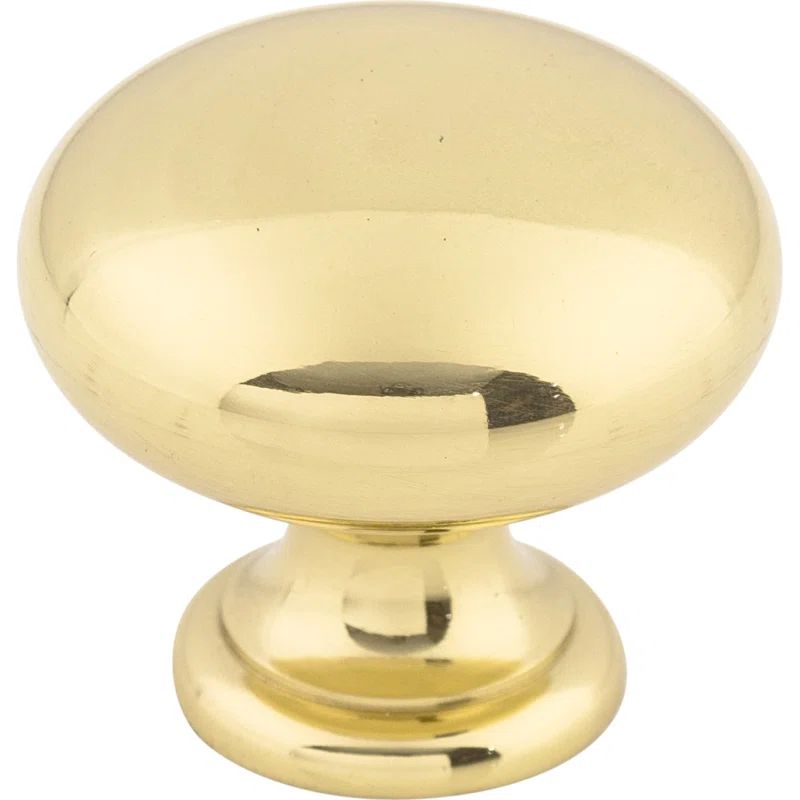 Polished Brass Round Cabinet Knob with Mounting Hardware