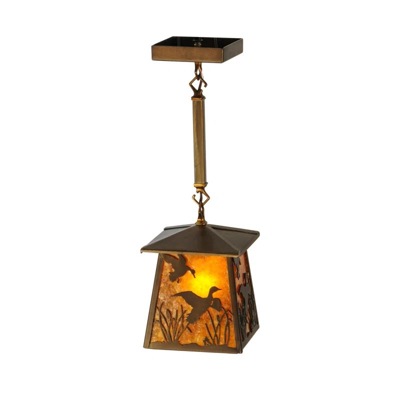 Antique Copper and Glass Wildlife Pendant Light