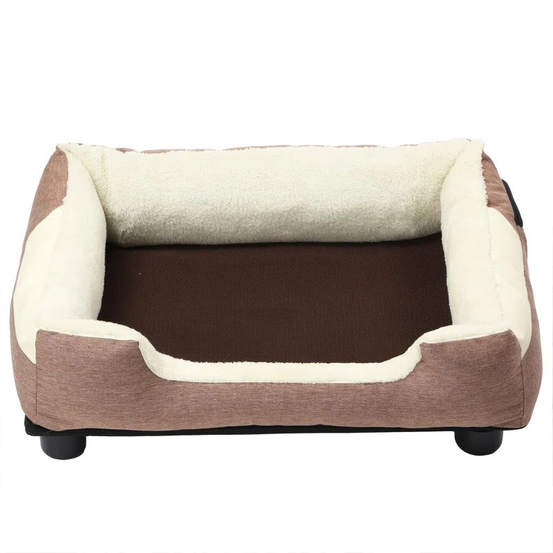 Medium Brown Faux Fur Electronic Heating and Cooling Pet Bed