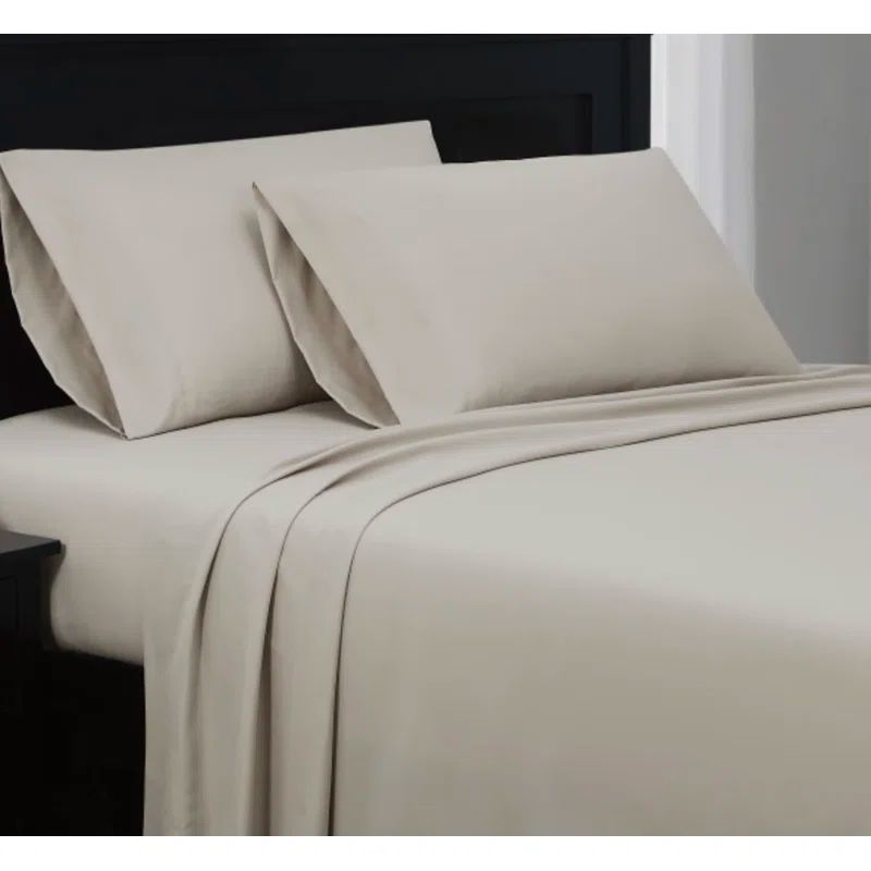 Beige King Size Microfiber Sheet Set with Pillowcases