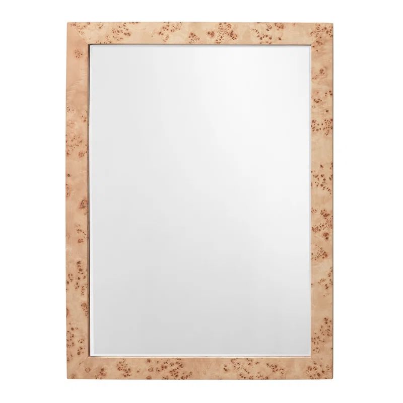 Natural Burl Wood Rectangular Wall Mirror