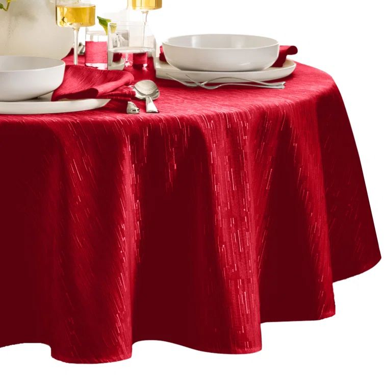 Red 70" Round Water and Stain Resistant Polyester Tablecloth