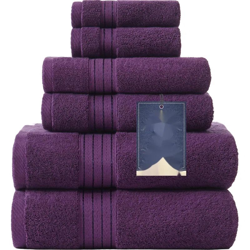 Luxury Purple Turkish Cotton 6-Piece Towel Set
