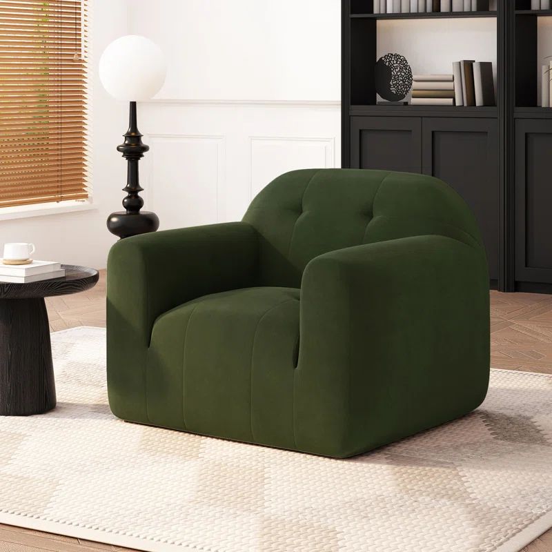 Sage Velvet Upholstered Accent Armchair