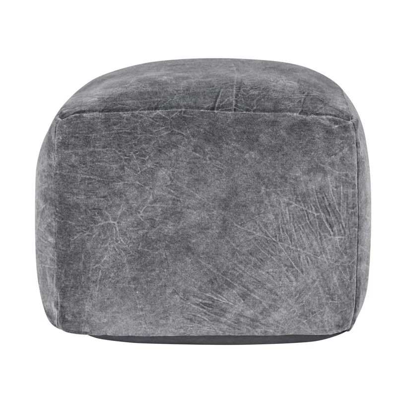 Heirloom 18" Gray Velvet Fabric Floor Cushion Pouf
