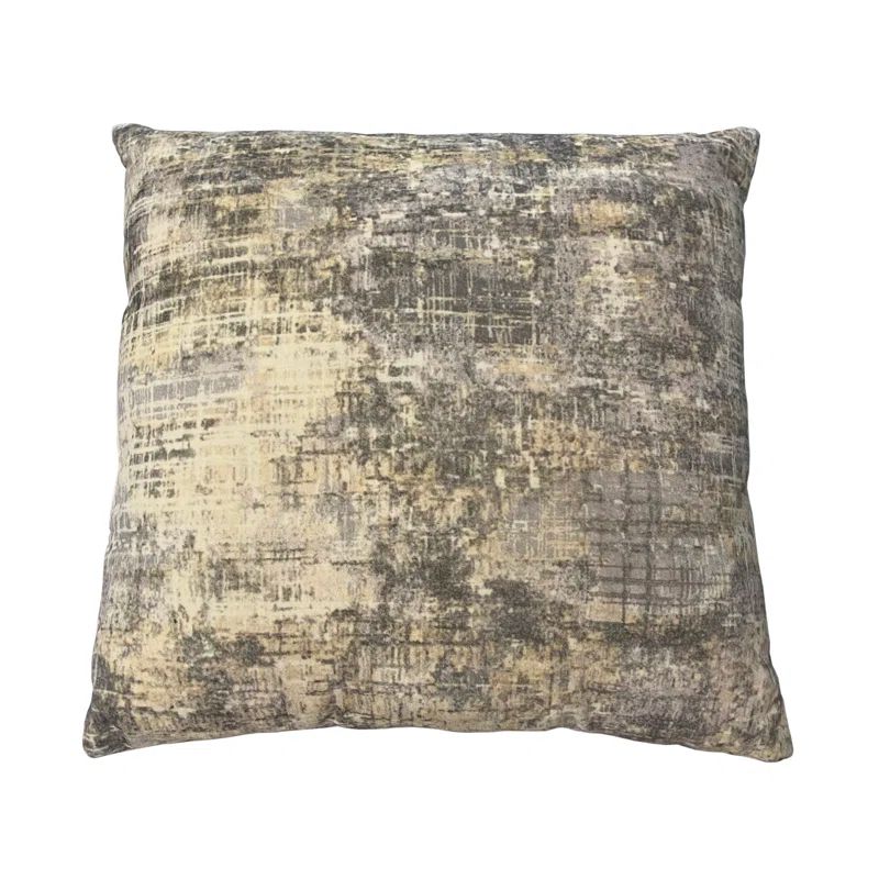 Beige and Ivory Abstract Cotton Throw Pillow