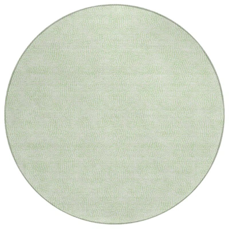 Mint Green Synthetic Round Washable Area Rug, 8' x 8'