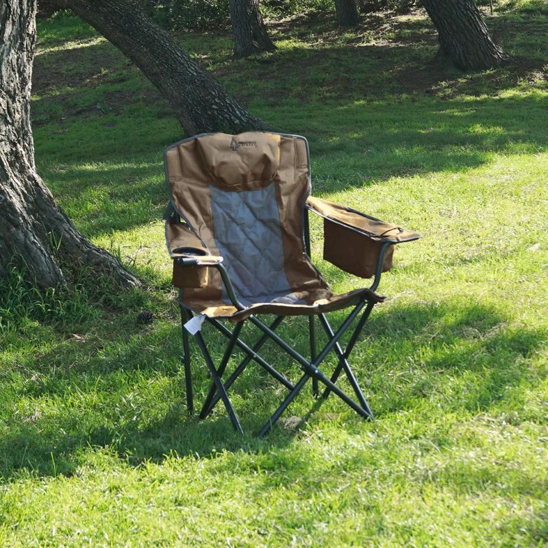 Wrangler Brown Heavy-Duty Folding Camping Chair with Cushions