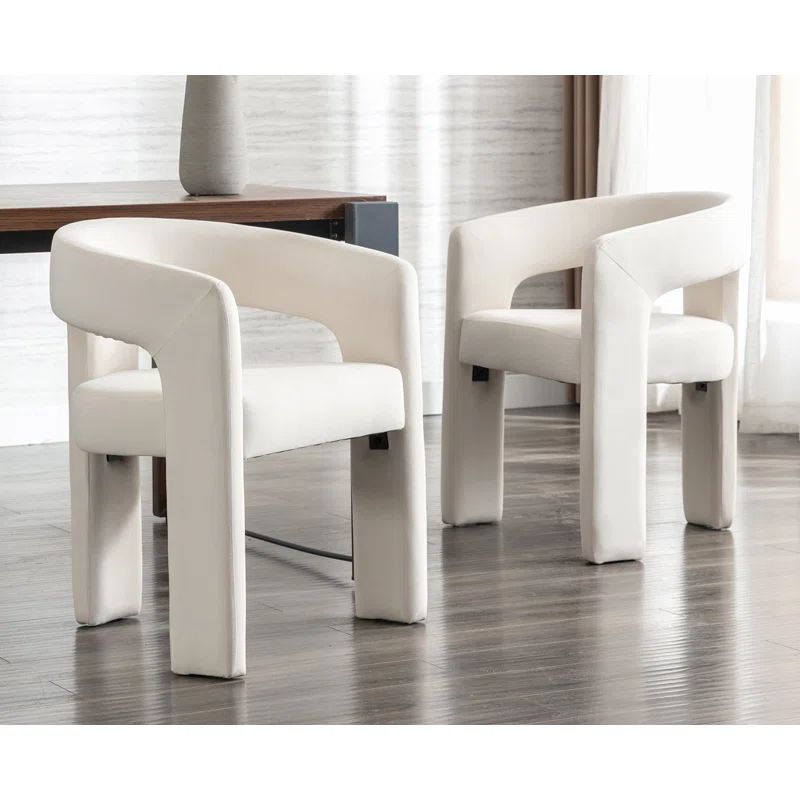 Ivory Velvet Upholstered Modern Side Chair Set