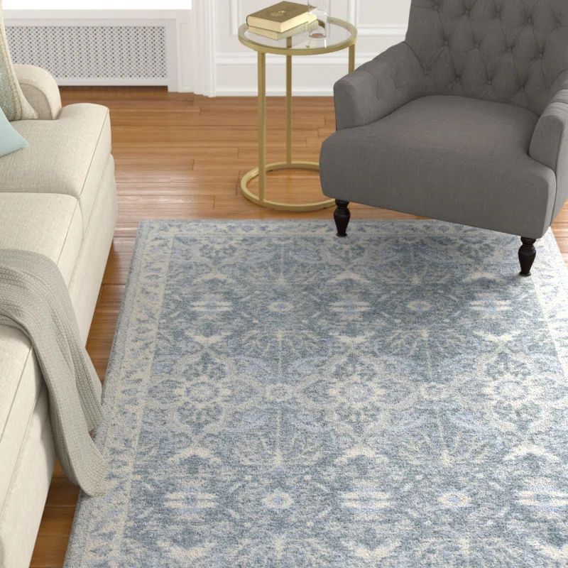 Restoration Vintage Blue 8' x 10' Hand-Tufted Wool and Viscose Rug