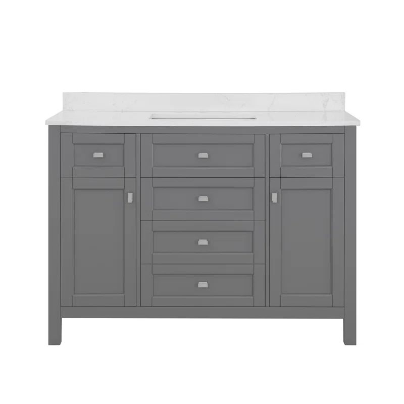 Juniper Charcoal Gray Freestanding Vanity with Engineered Stone Top and Ceramic Basin