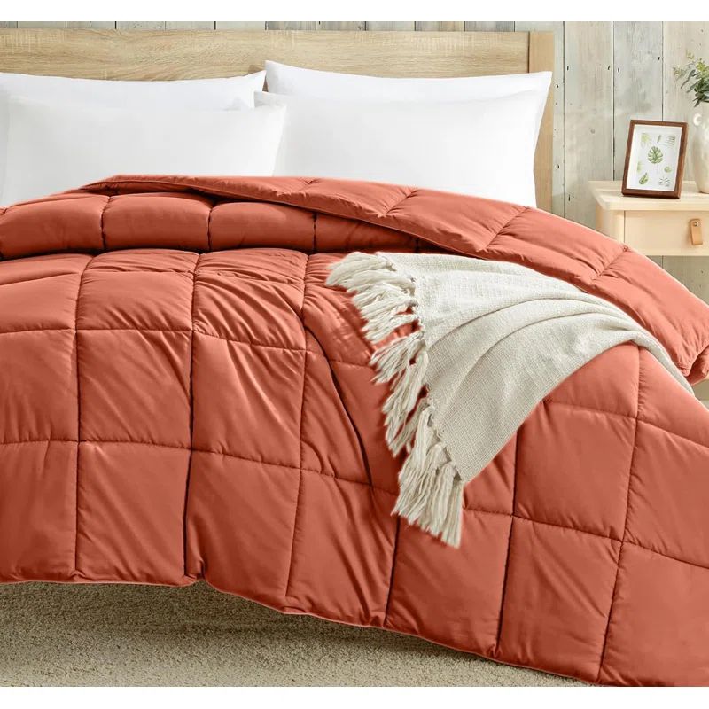 King Size Orange Rust and Oatmeal Reversible Microfiber Comforter Set