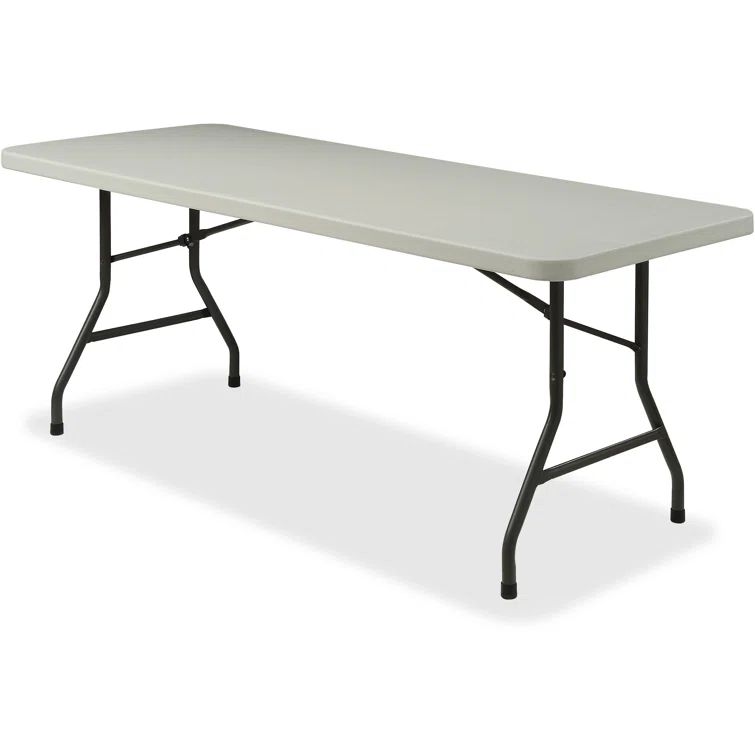 Gray 60" Rectangular Banquet Table with Powder-Coated Steel Legs
