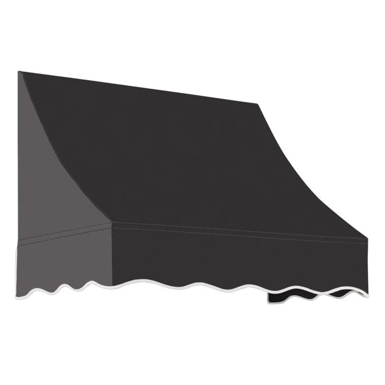 Black Aluminum Frame Fixed Awning with Fabric Cover