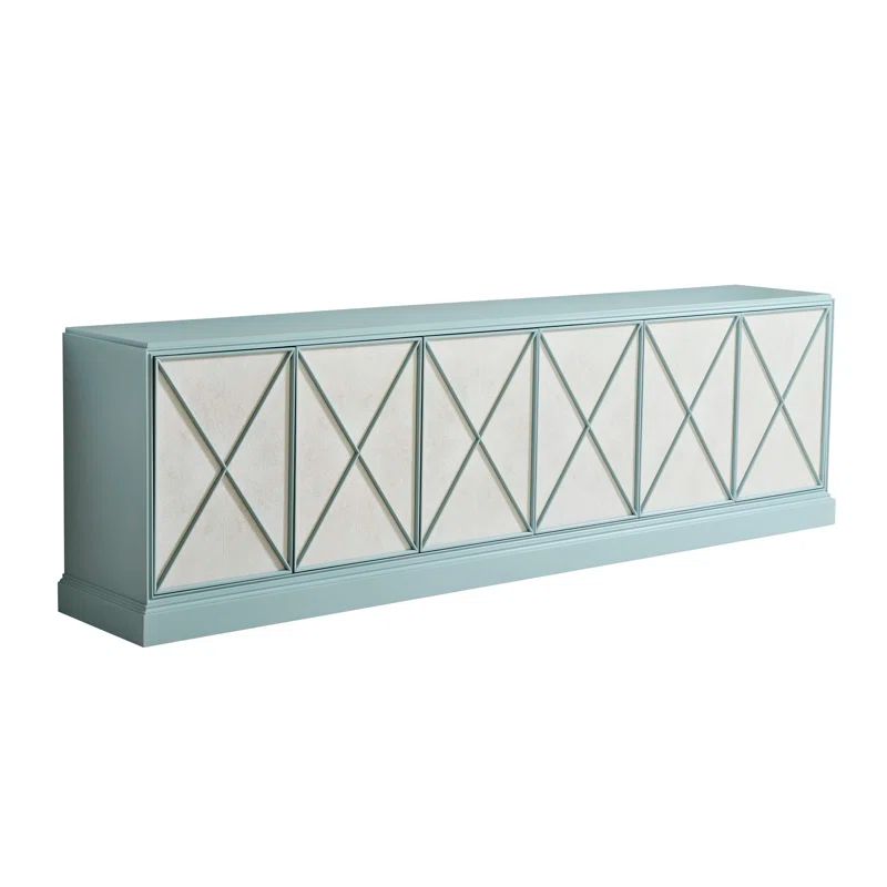 Rosalind 103" White and Blue Hardwood Media Console