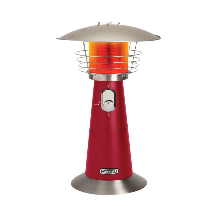 Red Stainless Steel Tabletop Propane Patio Heater with Safety Shut Off