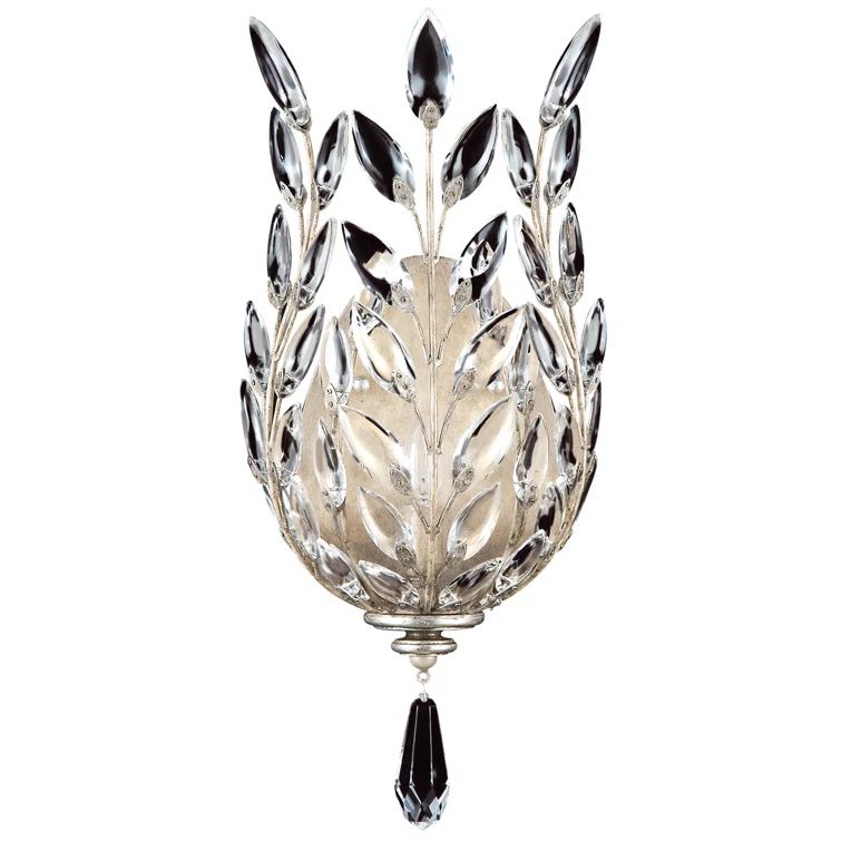 Antique Silver Leaf Crystal Laurel Dimmable Sconce