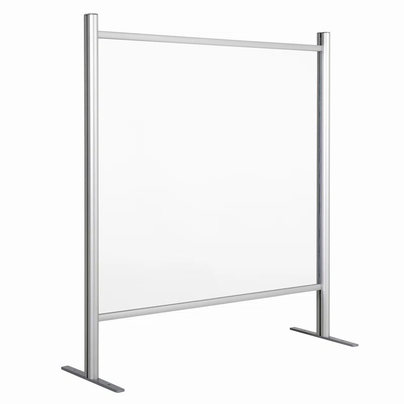 Clear PET and Aluminum Tabletop Sneeze Guard, 39.37x47.24 Inches