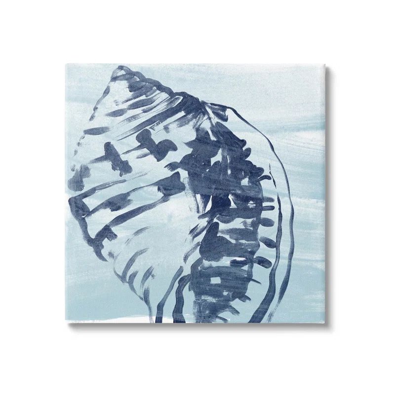 Aquatic Blue Seashell Motif Canvas Wall Art, 17 x 17