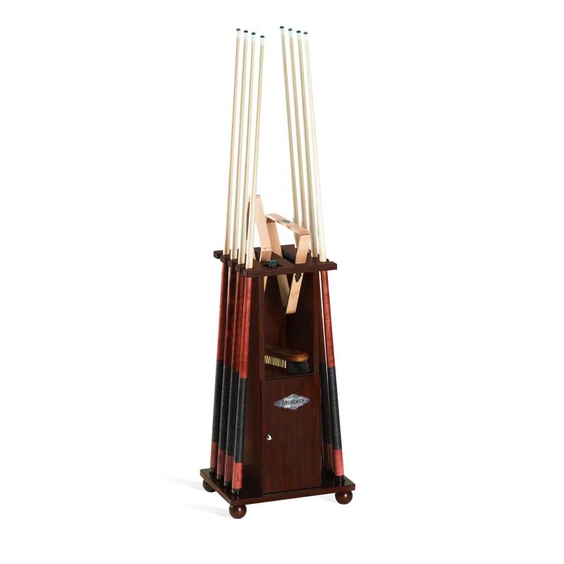 Tuscana Espresso Wooden Floor Cue Rack with Storage