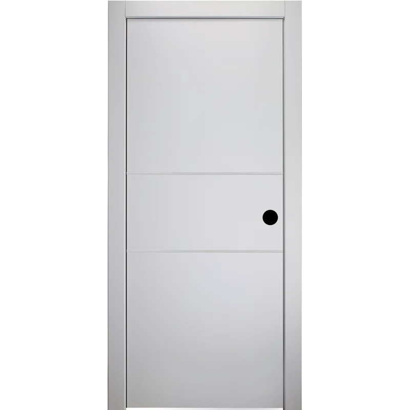 Stella Solid Core Snow White Composite Interior Door with Satin Nickel Hinges