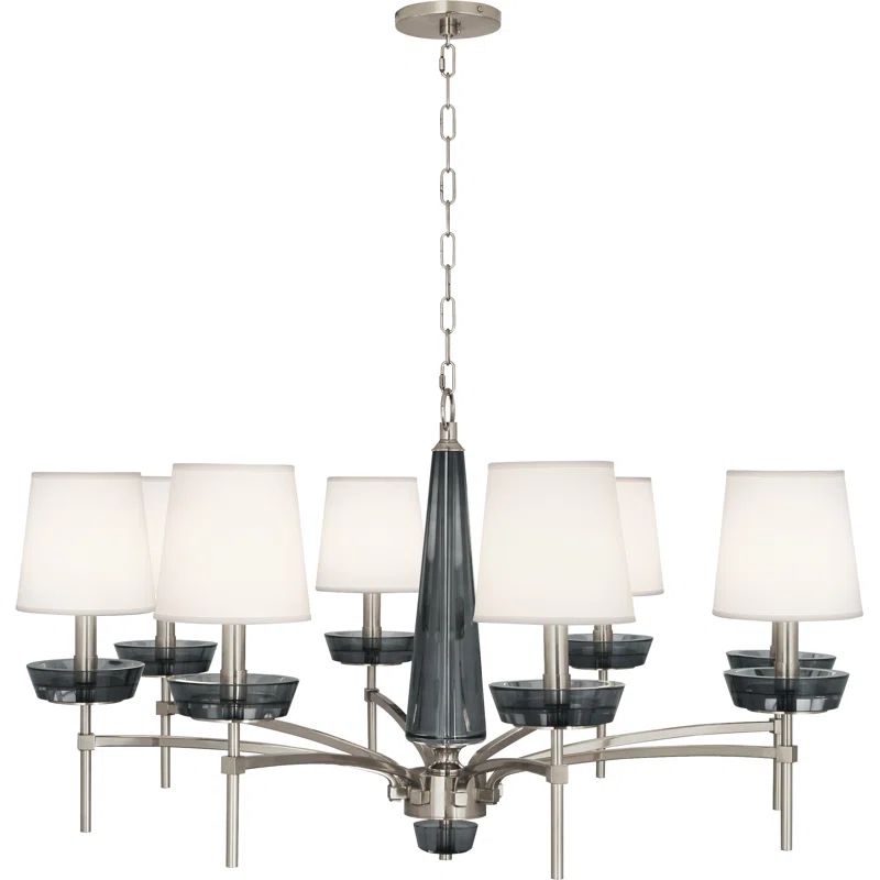 Cristallo Mid-Century Polished Nickel 8-Light Candle Chandelier