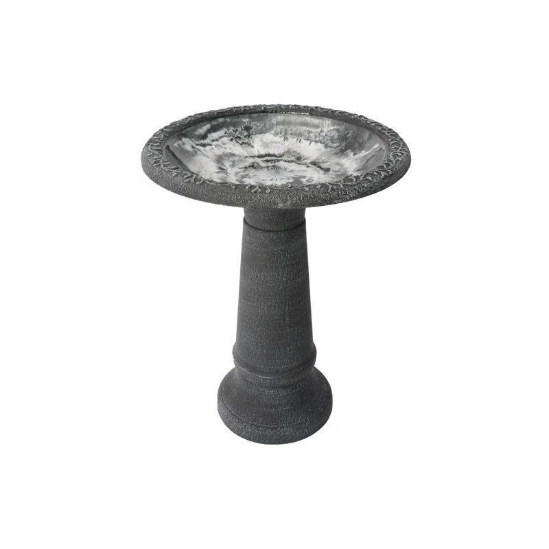 Gray Weather-Resistant Plastic Outdoor Birdbath, 25-inch