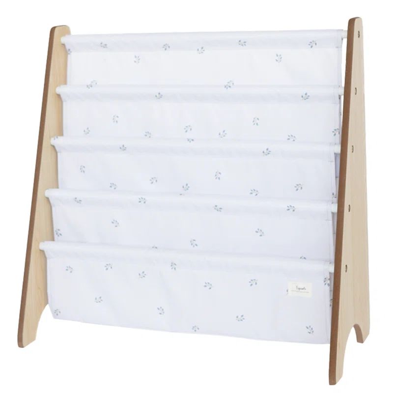Ivory and Blueberry 4-Tier Kids Sling Bookshelf with Recycled Fabric