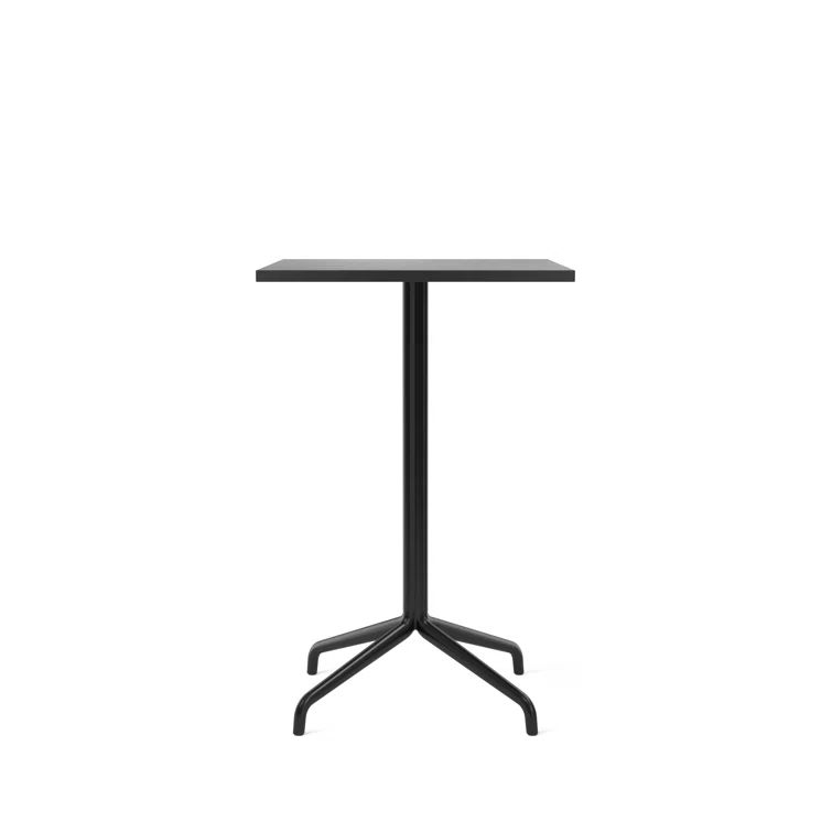 Rectangular Black Oak Veneer and Marble Counter Height Table