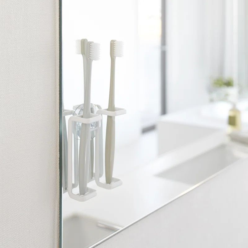 White Steel Minimalist Dual Toothbrush Holder