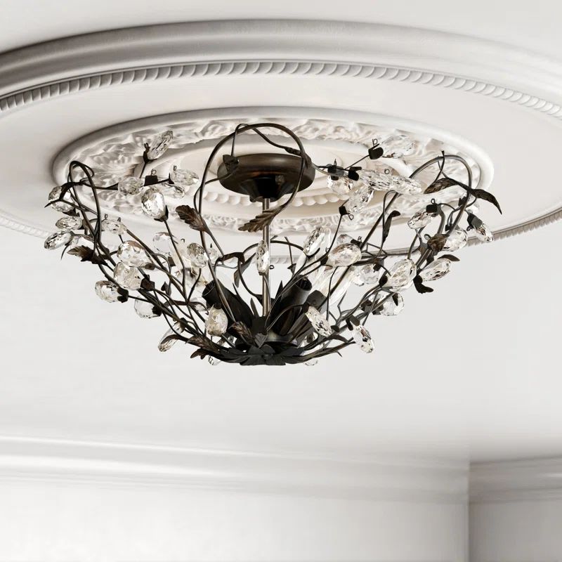 Elysian Bronze & Crystal Vine 19" Semi-Flush Ceiling Light