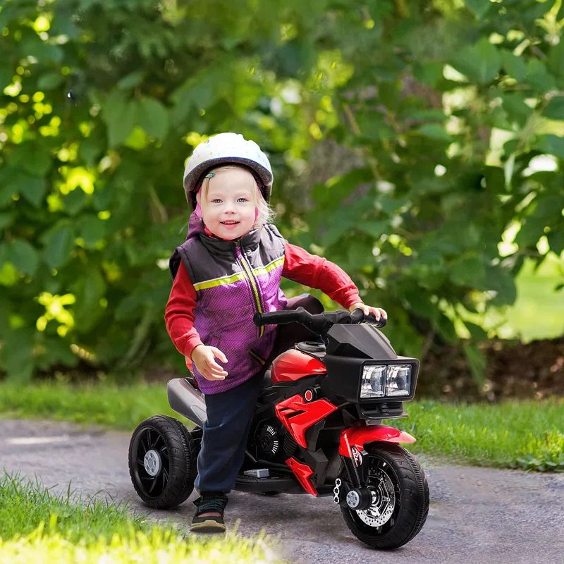 Red 6-Volt Kids Motorcycle with High-Traction Wheels
