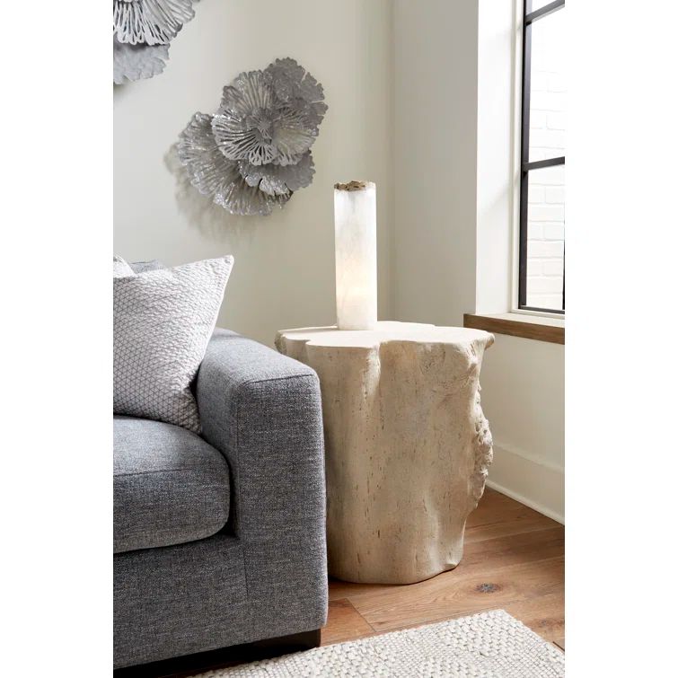 Modern Roman Stone White Rectangular Side Table