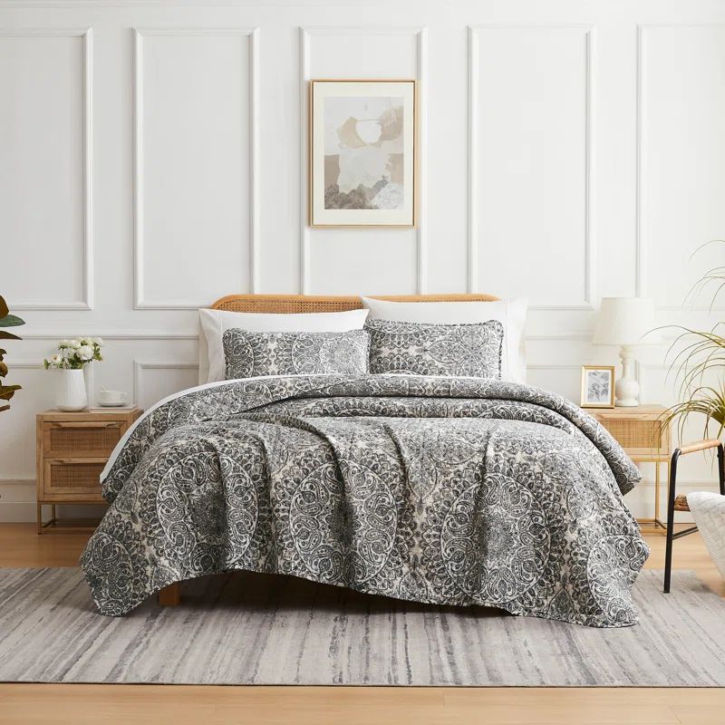 Ashanti Grey Full Microfiber Quilt Set