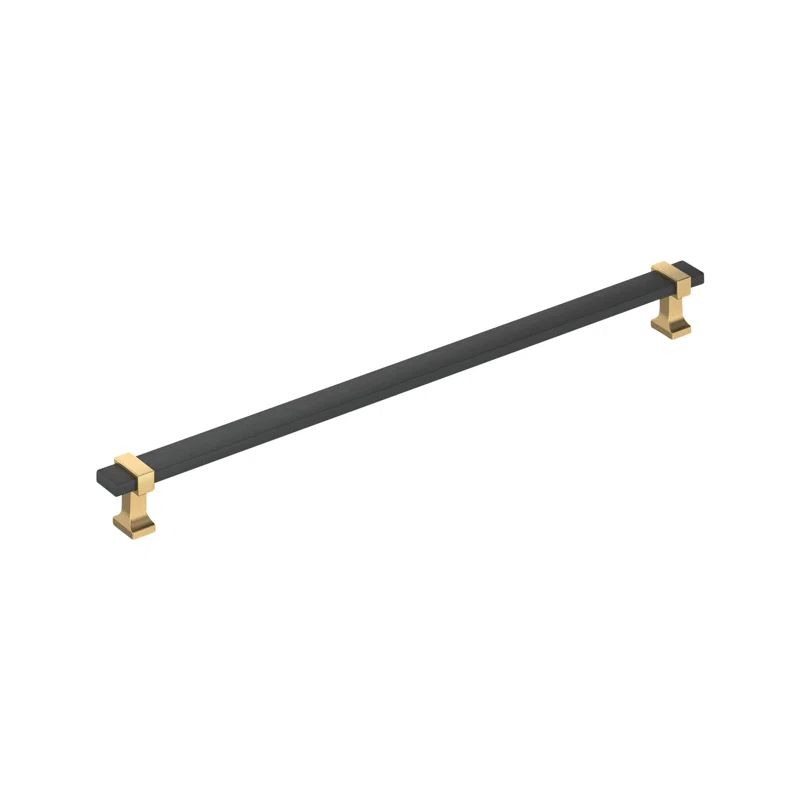 Overton 12-5/8 inch Brushed Matte Black and Champagne Bronze Bar Pull
