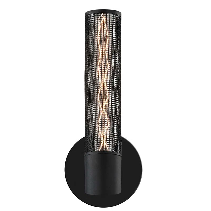 Urban Black Dimmable Wall Sconce with Mesh Shade