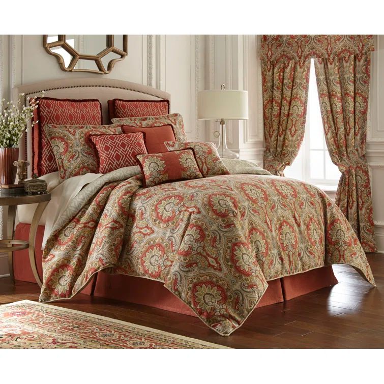 King Size Red Cotton Reversible Paisley Comforter Set